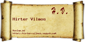 Hirter Vilmos névjegykártya
